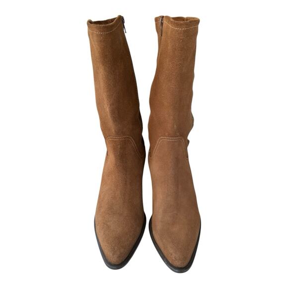 Mario De Gerard Brown Suede Leather Womens Boots Sz 9.5M Made Brazil Metal EUC - Picture 2 of 8